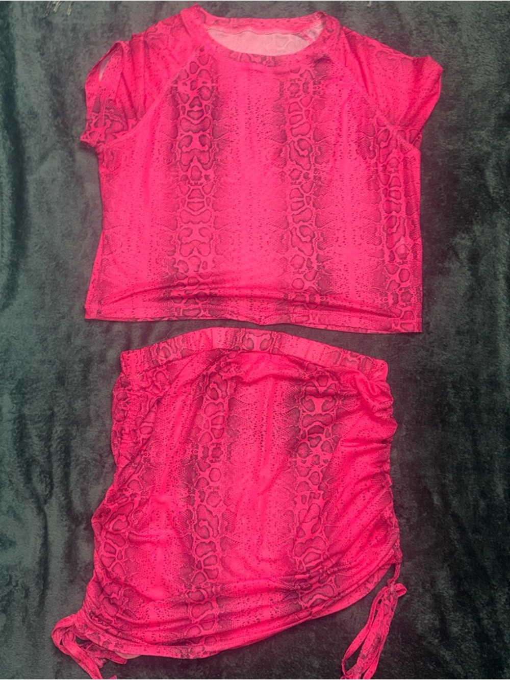 Hot Pink Snake Print Two-Piece Set